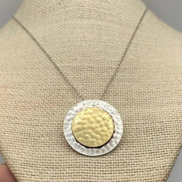 SILPADA Two Tone Hammered Necklace S1375 - Picture 2 of 6
